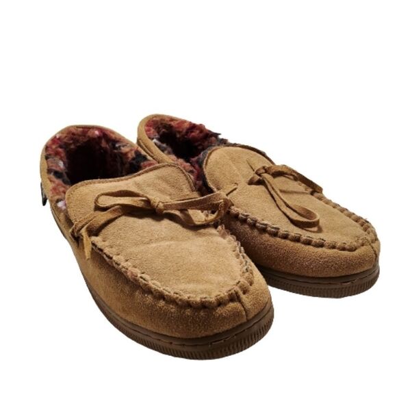 Muk Luks Lined Leather Moccasins  Brown Size 9 - Picture 2 of 10